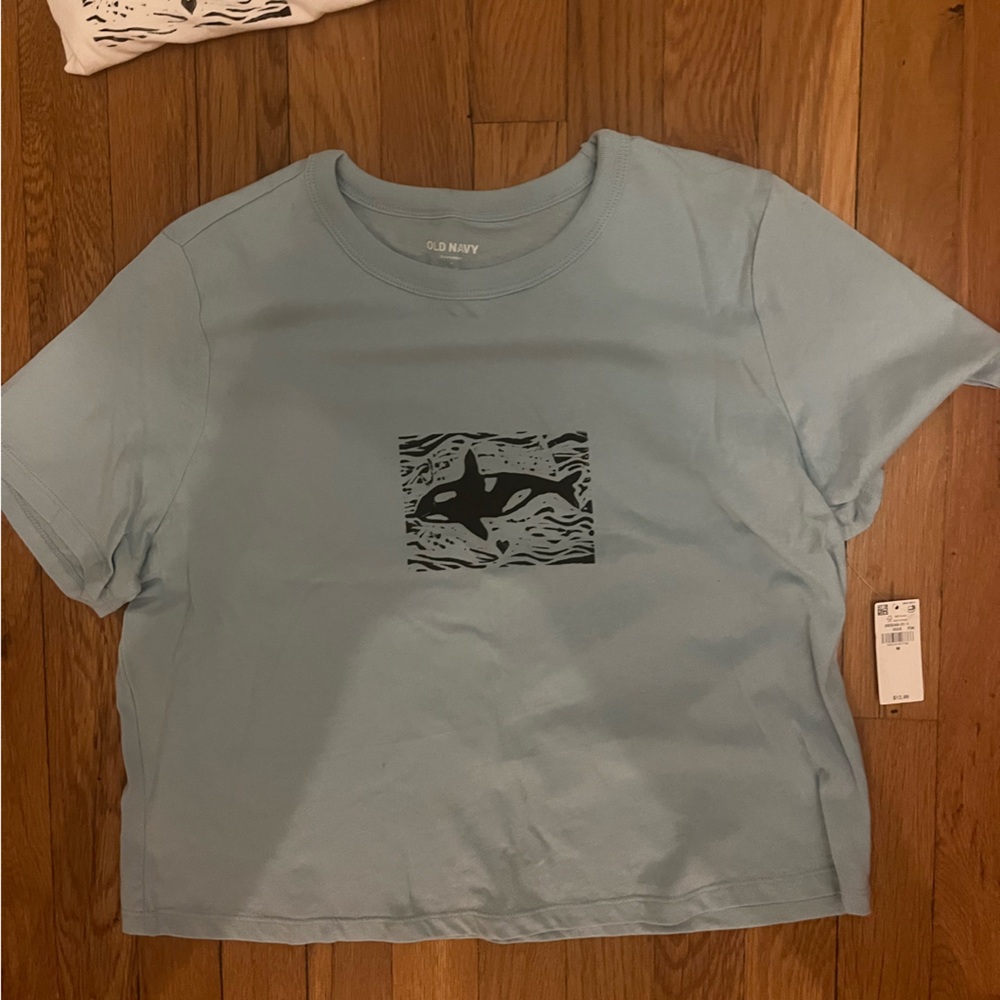 Hand made whale tee shirt block printed